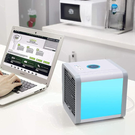 Personal Mini Air Conditioner with LED Light, Portable, Quiet USB Air Cooler with 3-Speed for Small Room/Office/Dorm/Bedroom