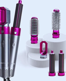 5 in 1 Multifunctional Hair Dryer Styling Tool, Detachable 5-in-1 Multi-Head Hot Air Comb, The Negative Ion Automatic Suction Hair Curler