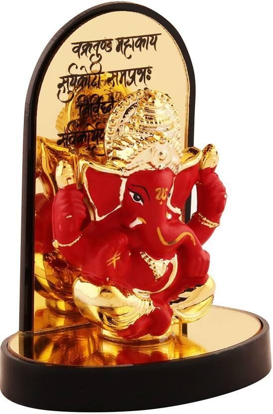 Gold Plate Ganesh Ji Idol Statue Decorative Showpiece - 3.25 cm  (Polyresin, Multicolor)